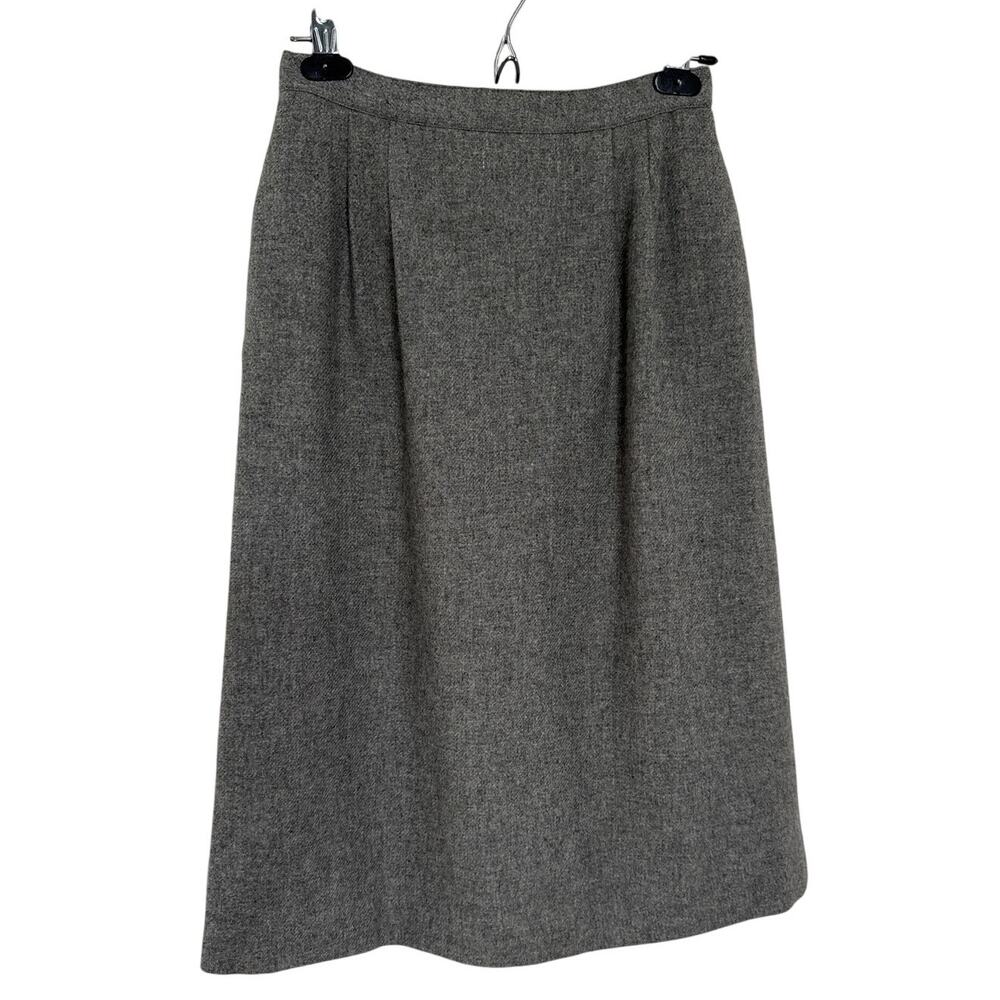Vintage Cristina Wool Gray Flecked Pleated Skirt High waist Classic Style small